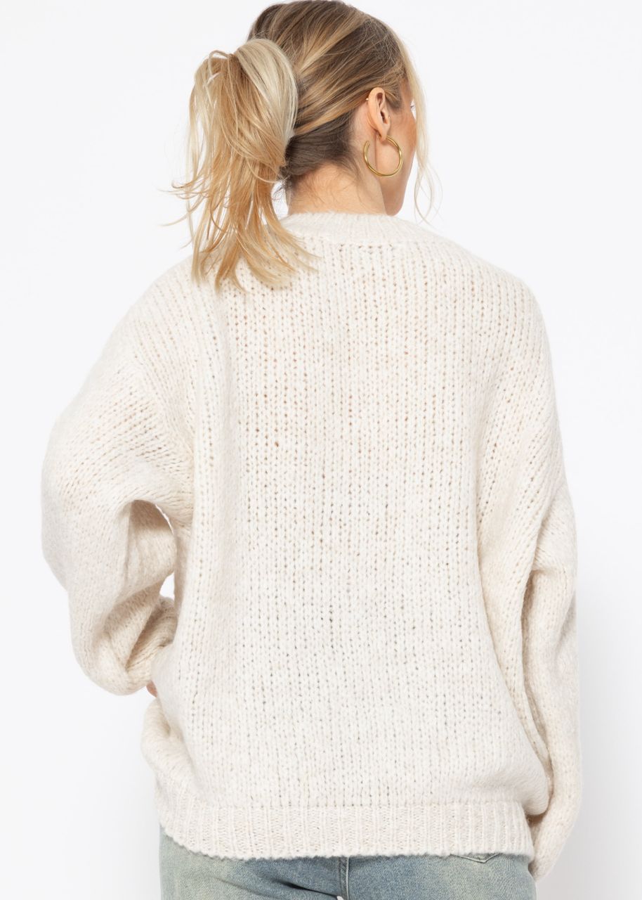 Oversized jumper with round neckline - offwhite