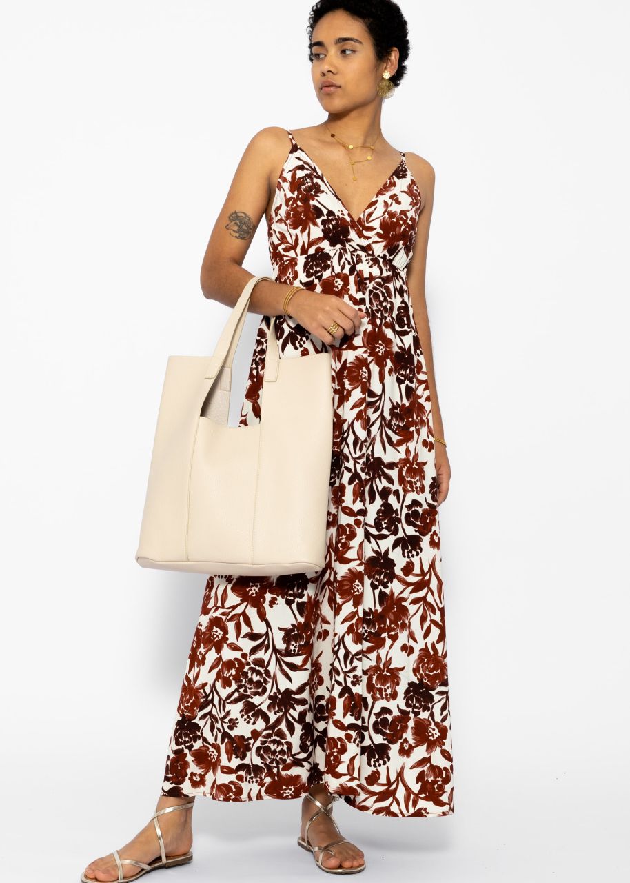 Strap dress with floral print - offwhite