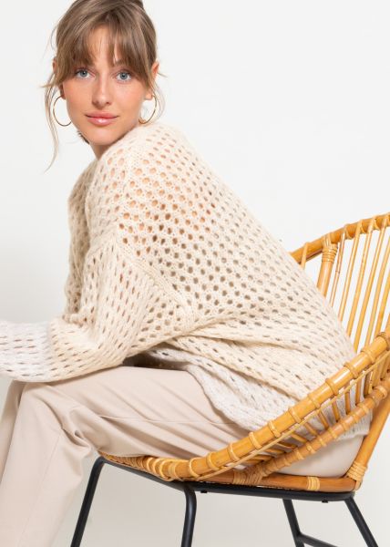 Cardigan in lace knit - beige