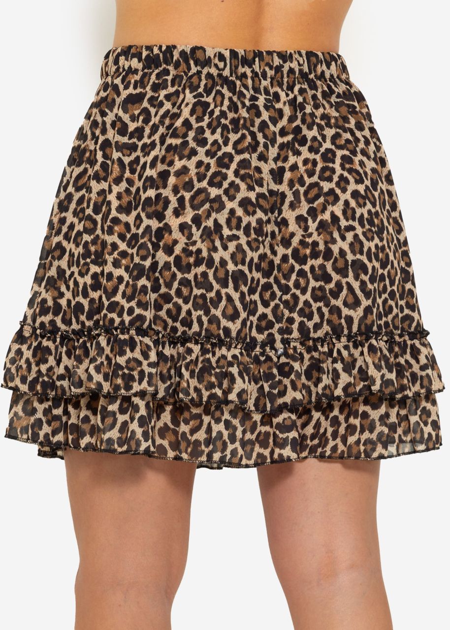 Leo-flounce skirt with ruffles - brown-beige