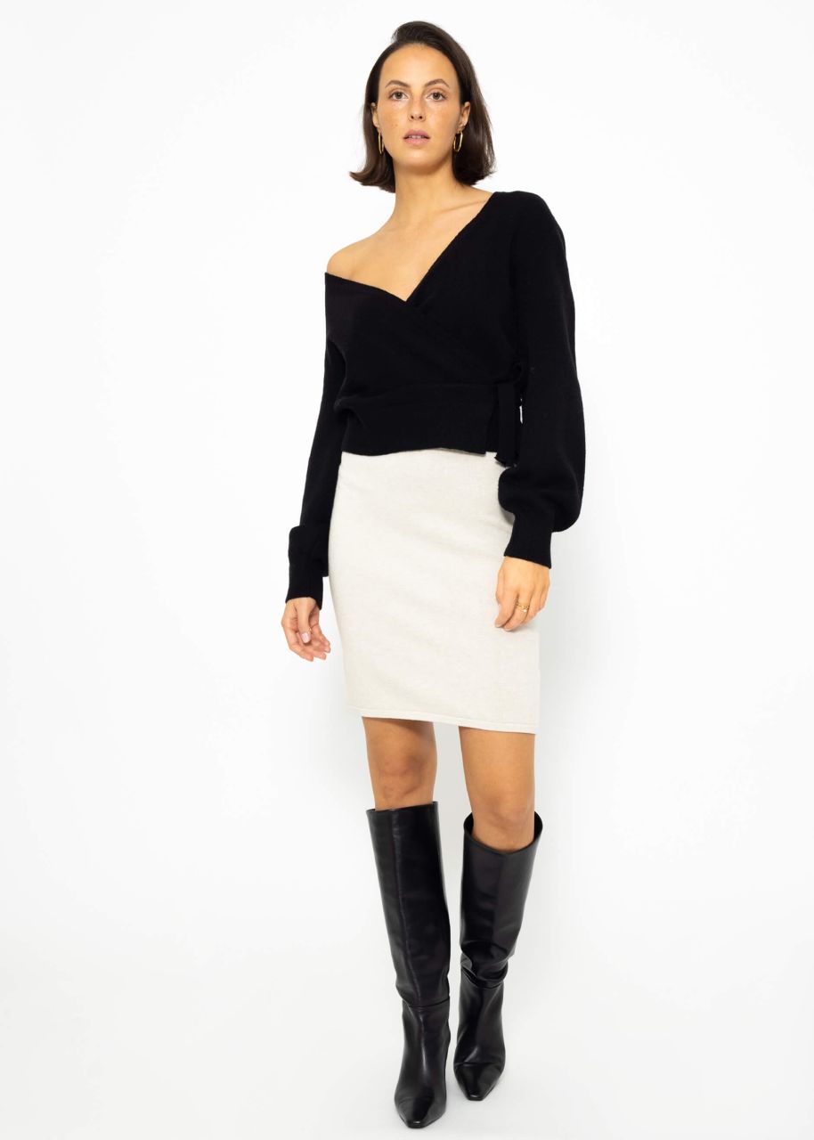 Short knitted skirt - light beige