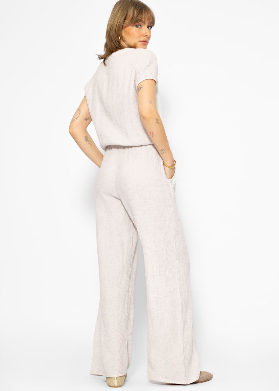 Casual muslin jumpsuit - light beige