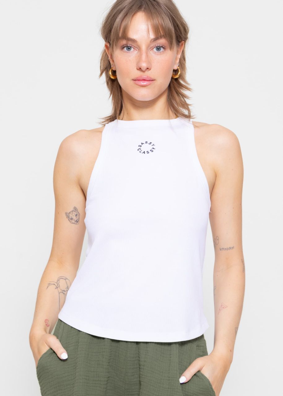 Tank top with embroidery - white