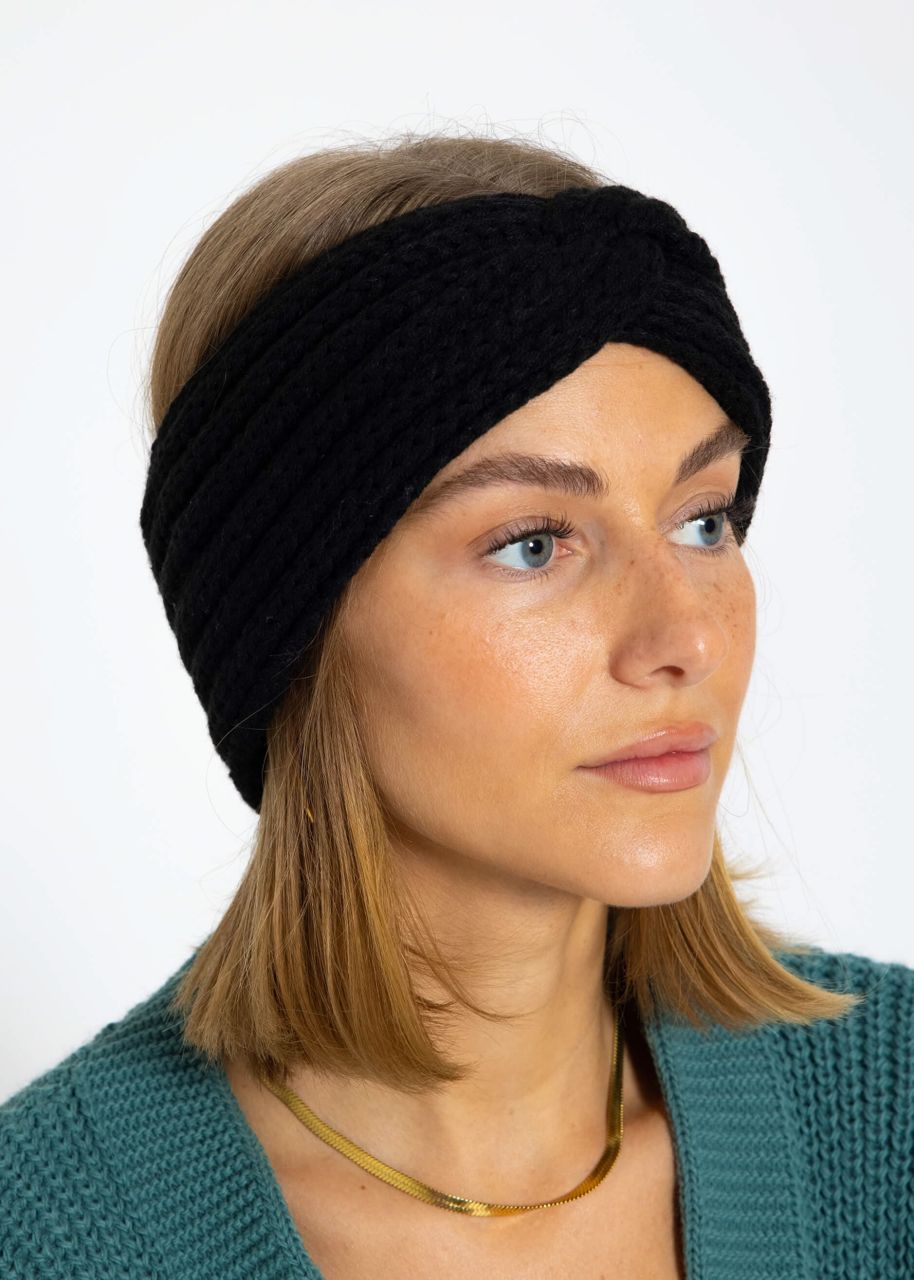 Ribbed knit headband - black