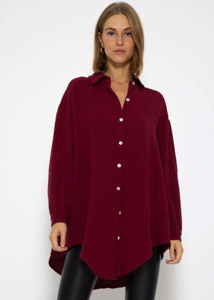 Muslin blouse oversize, dark red