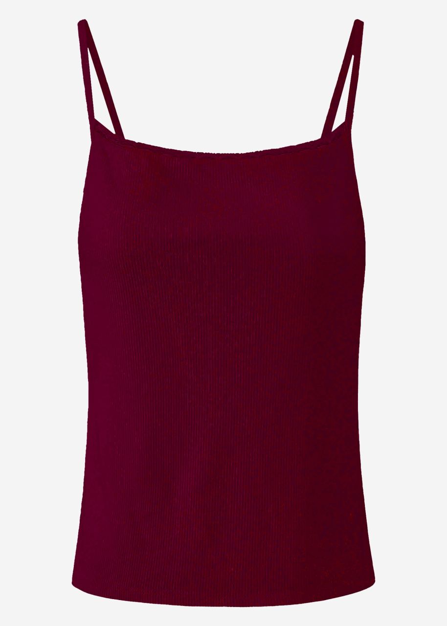 Strappy top with lace - burgundy