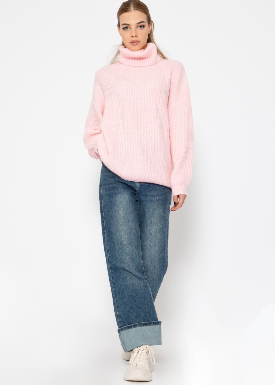 Oversize turtleneck sweater - pink