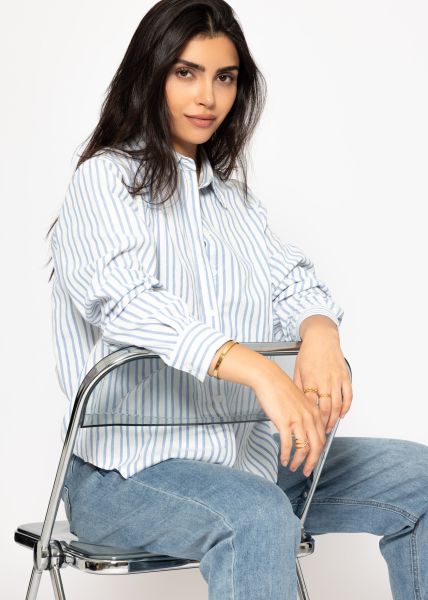 Striped shirt blouse - blue