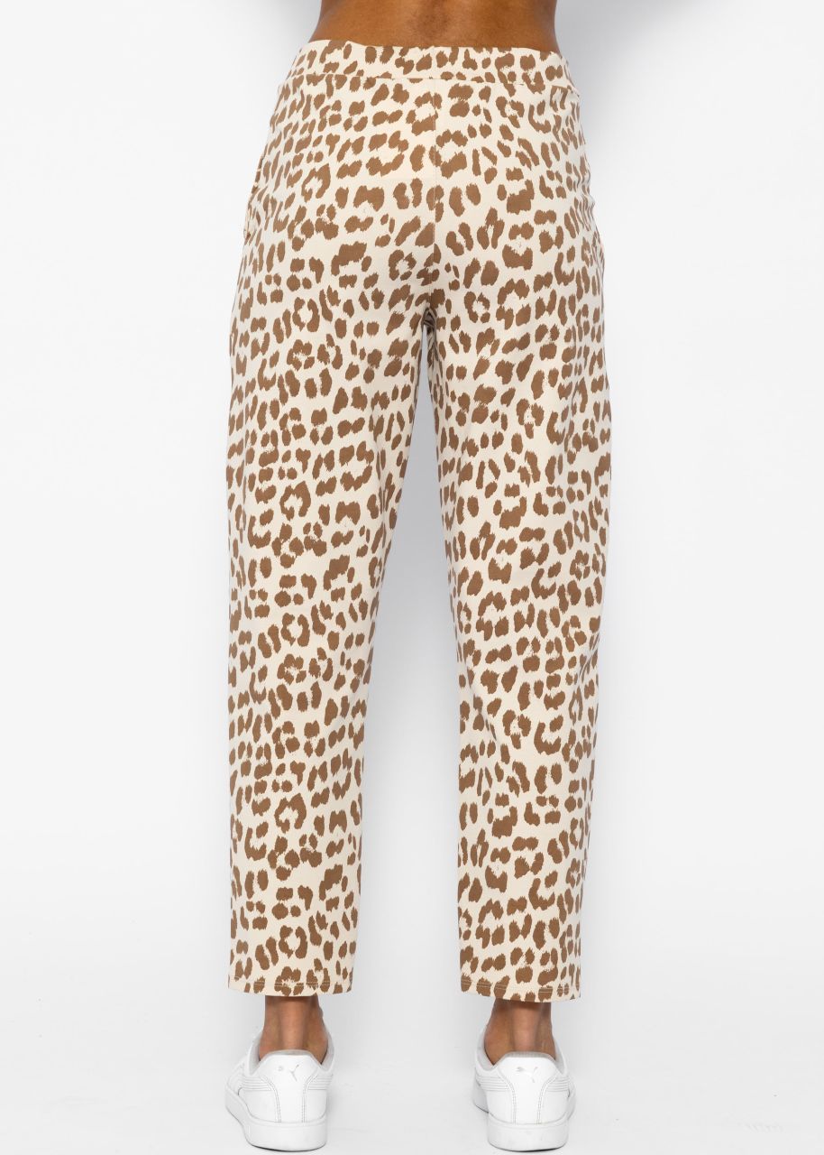 Jersey chinos in leo print - offwhite