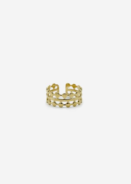 Filigree ring with 3 bars, gold
