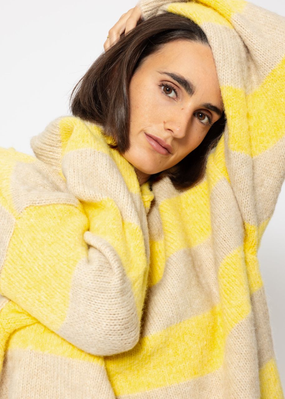 Jumper with block stripes - yellow-beige