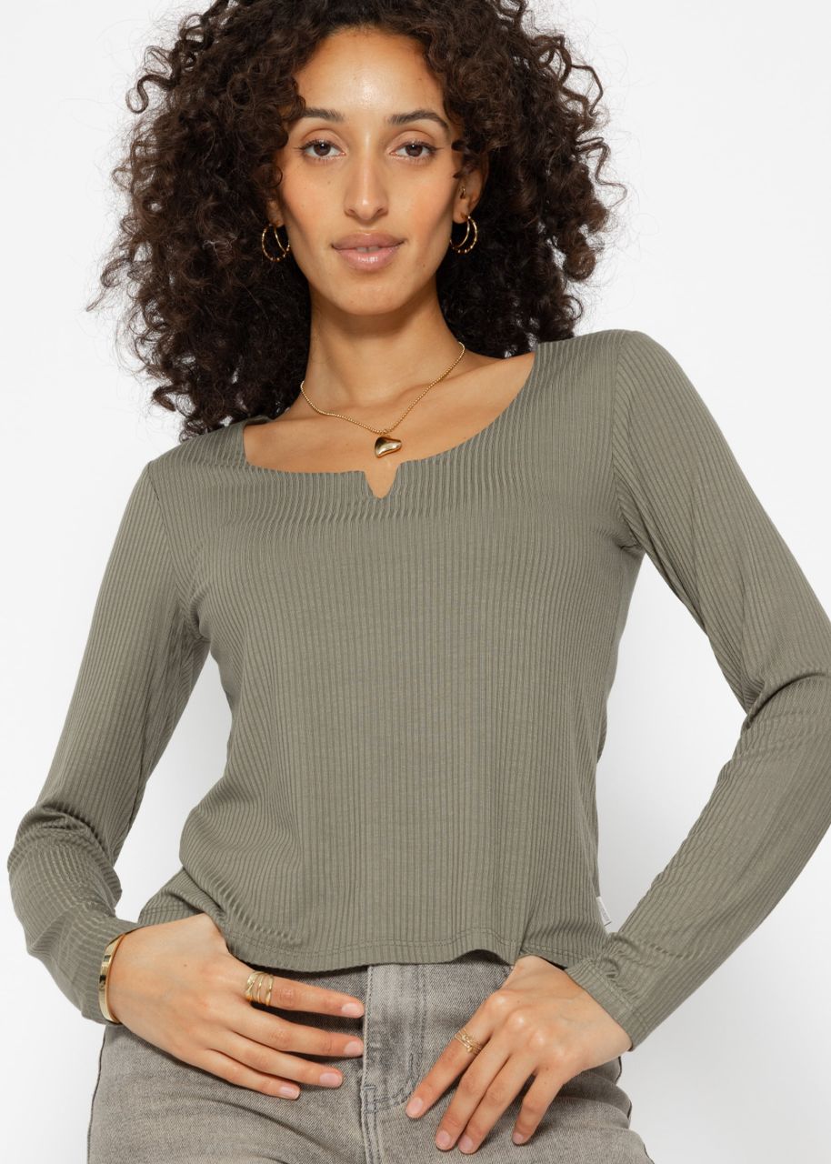 Ribbed long sleeve shirt - khaki