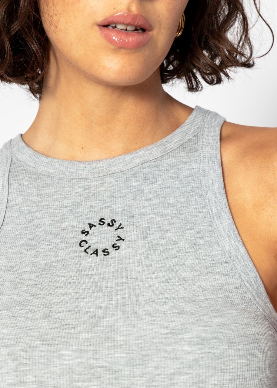 Tank top with embroidery - grey