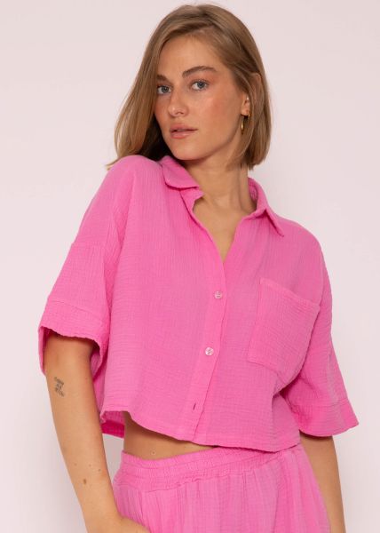 Short muslin blouse jacket, pink