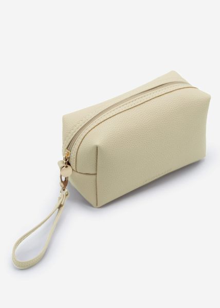 Small cosmetic bag with loop - beige