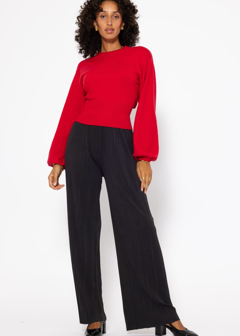 Jumper with balloon sleeves and back neckline - red