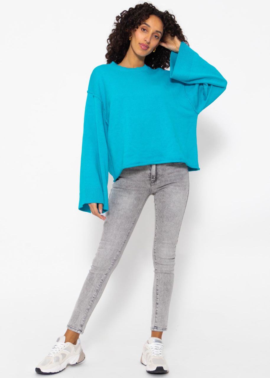 Sweater with wide sleeves - turquoise