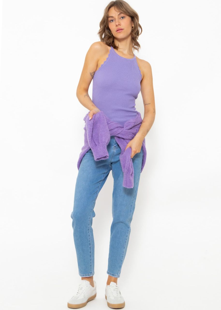 Knit top with scalloped edge, lilac