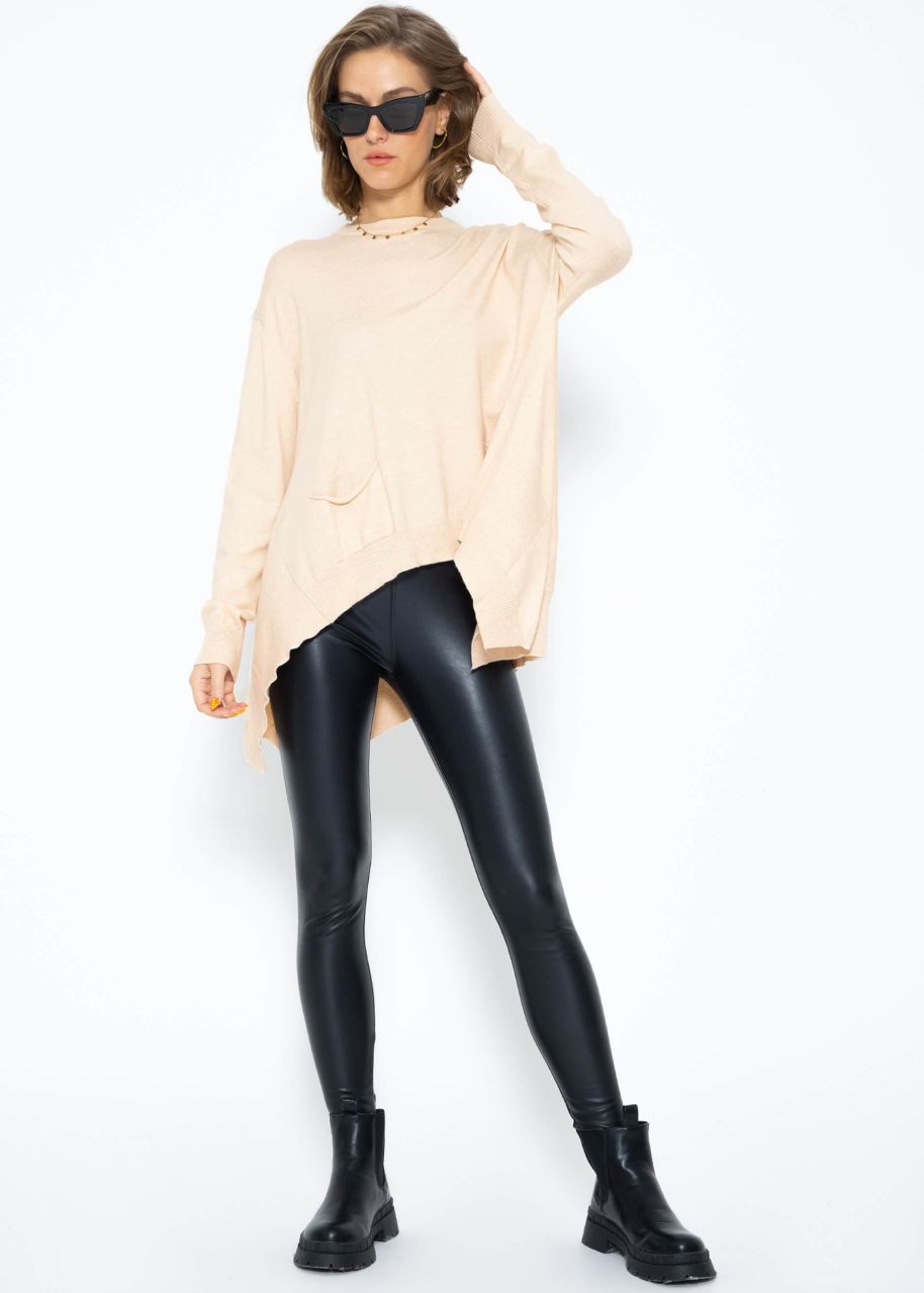 Oversize jumper, long at the back - beige