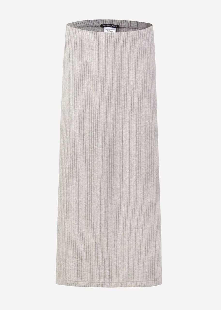 Midi length ribbed skirt - grey