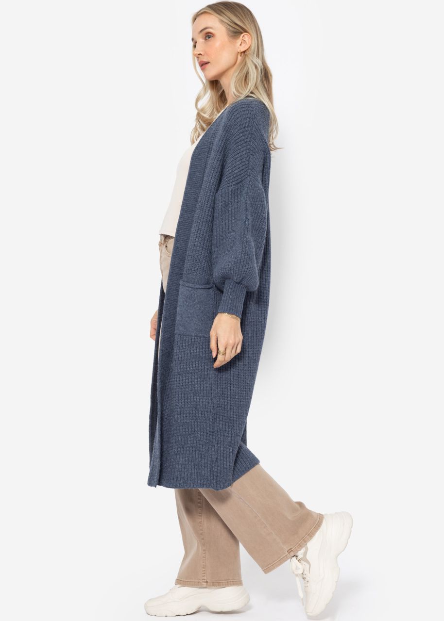 Long super soft cardigan with pockets - jean blue