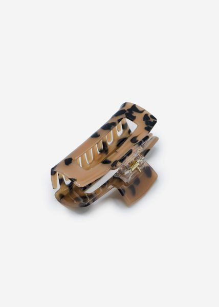 Square hair clip in tortoiseshell look - brown