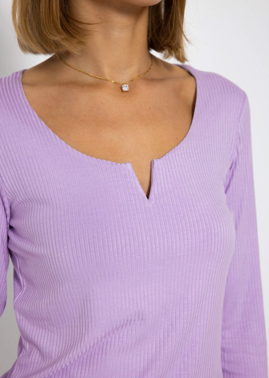 Ribbed long sleeve shirt - lilac