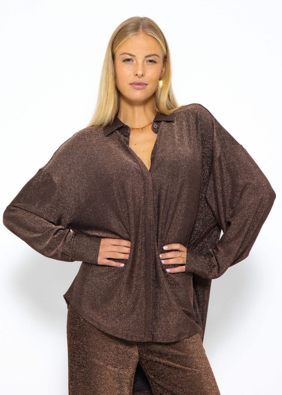 Oversize Lurex Blouse - brown