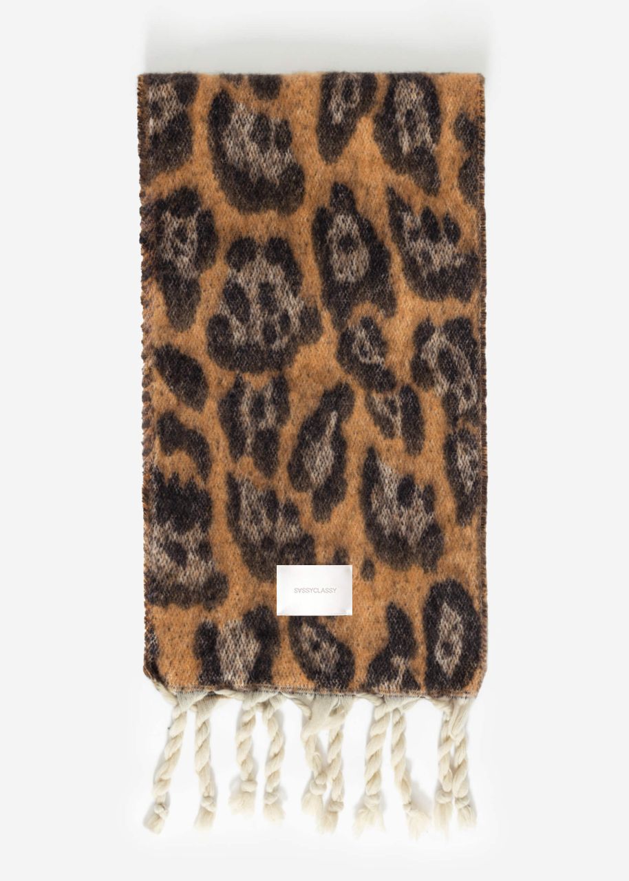 Scarf with leo print - khaki