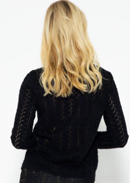 Jumper in extravagant soft lace - black