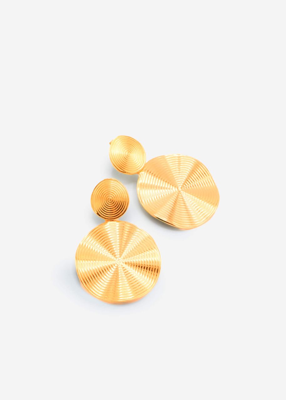 Circle earrings with structure - gold