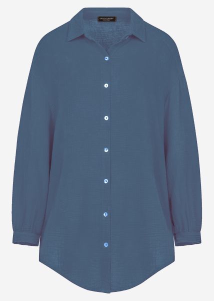 Muslin blouse oversize, denim blue
