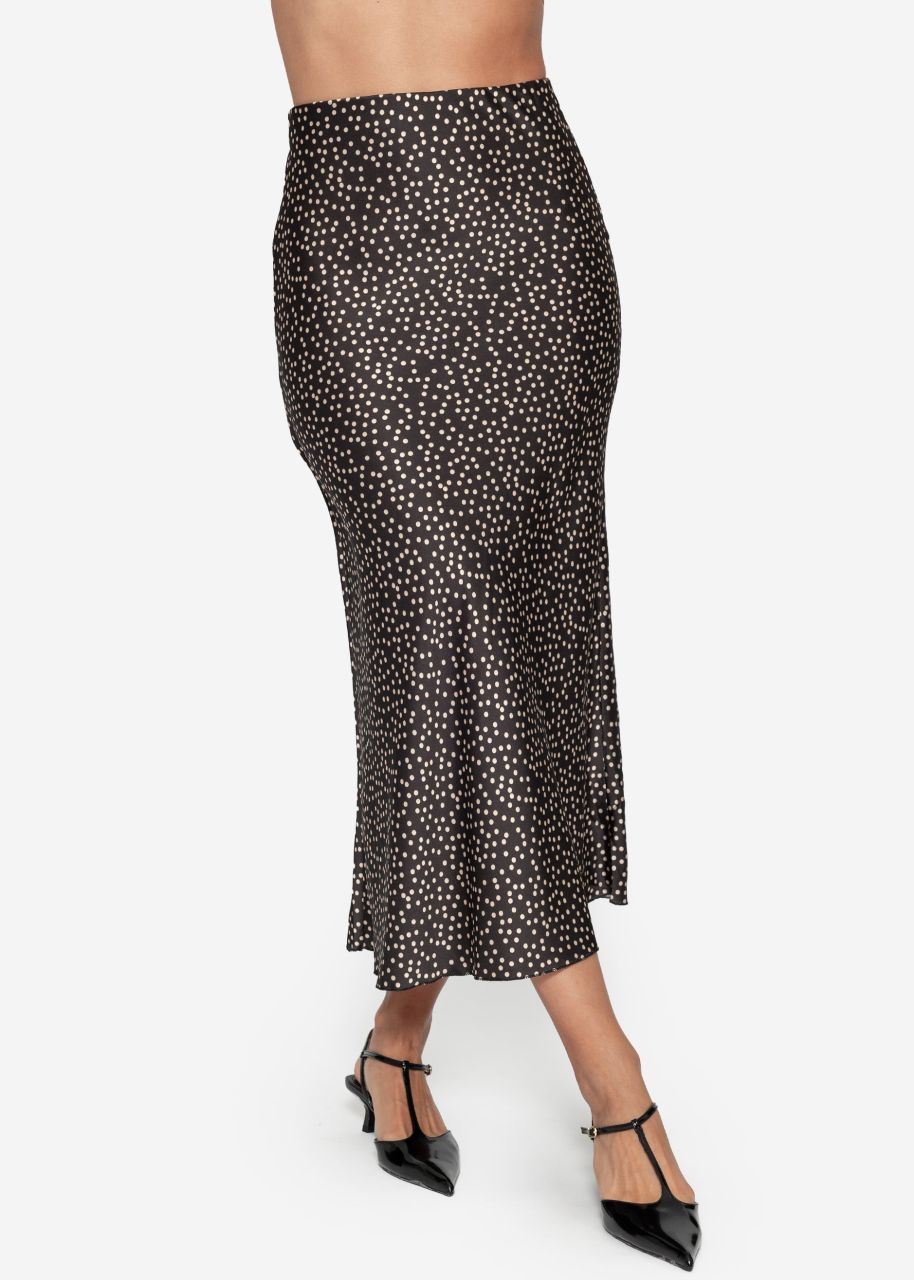 Satin skirt with polka dot print - black