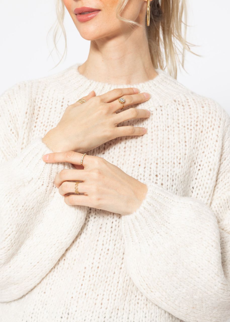 Oversized jumper with round neckline - offwhite