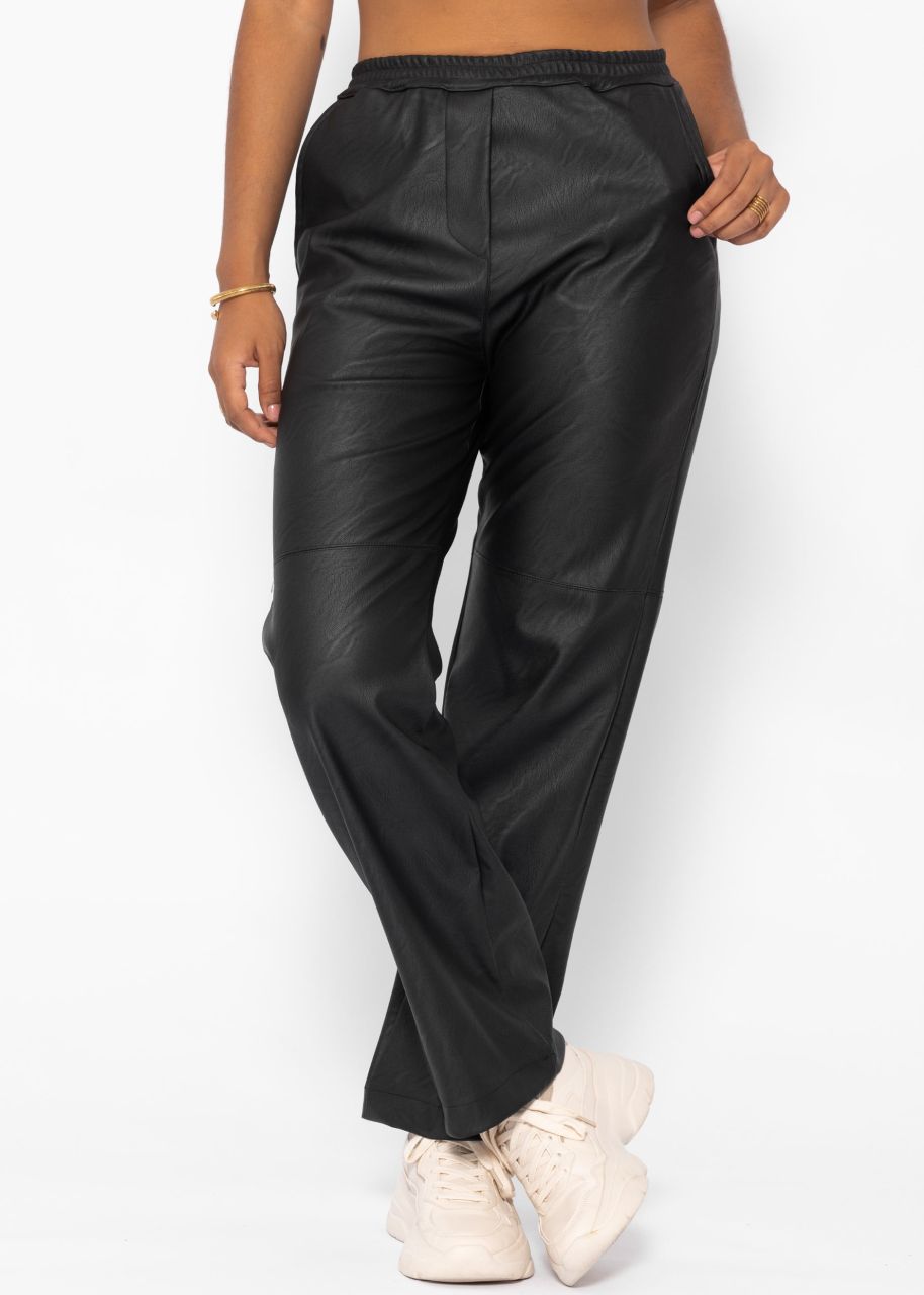 Synthetic leather trousers - black