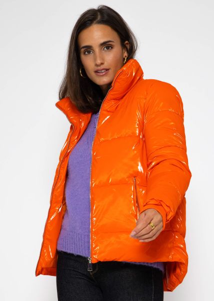 Puffer jacket with stand-up collar - orange