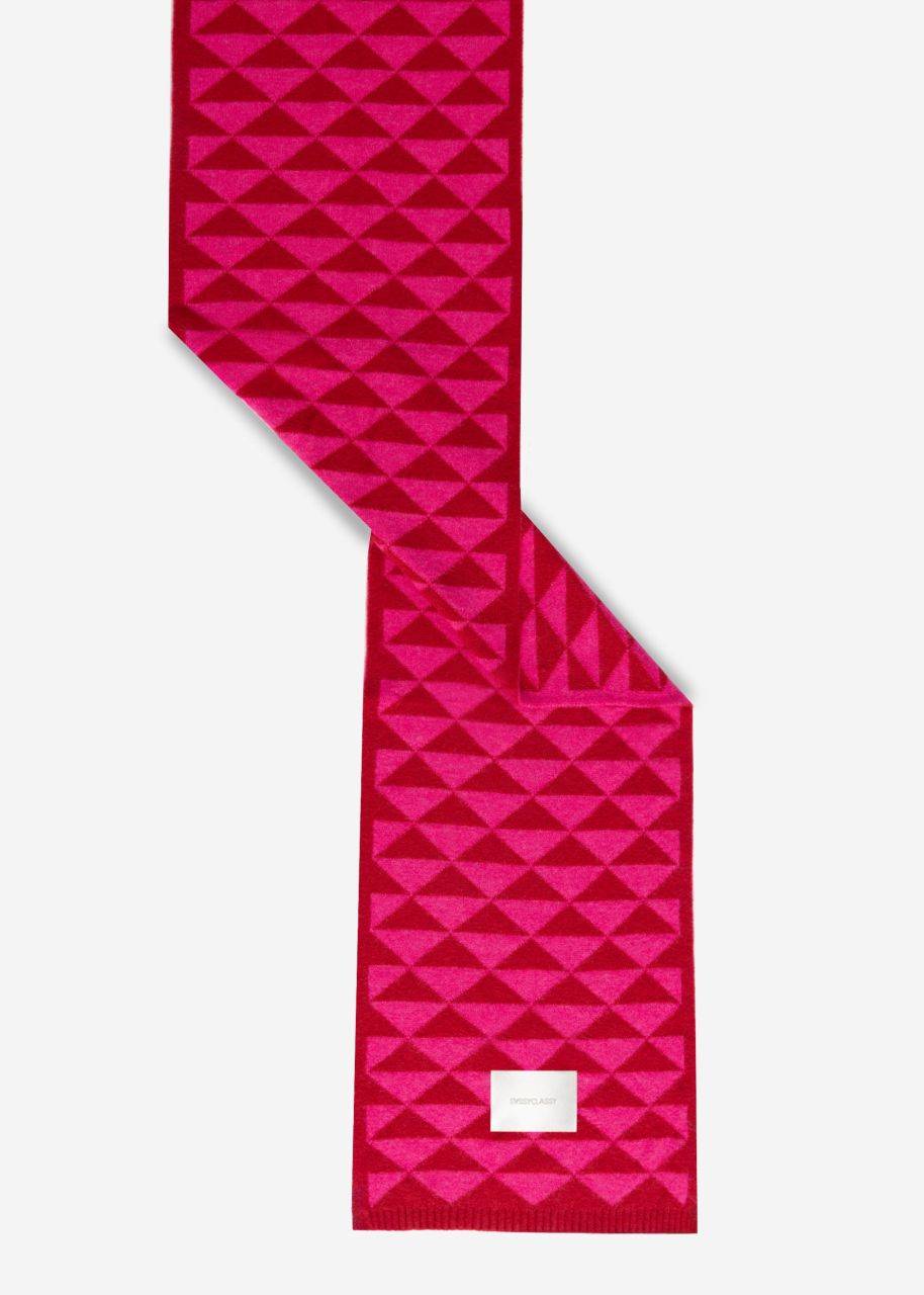 Scarf with geometric print - red-pink