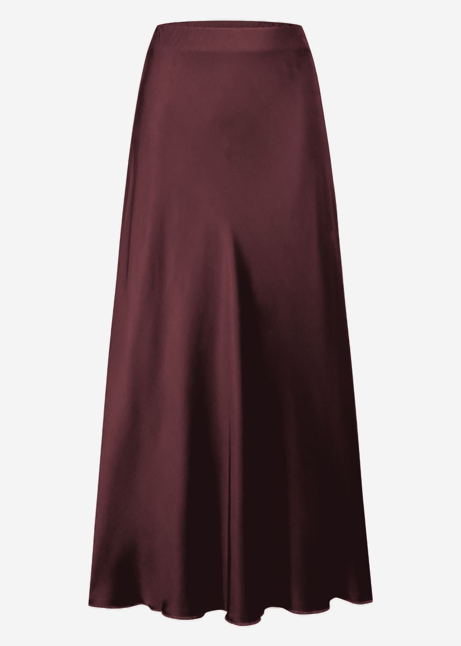 Satin skirt in crash look - burgundy