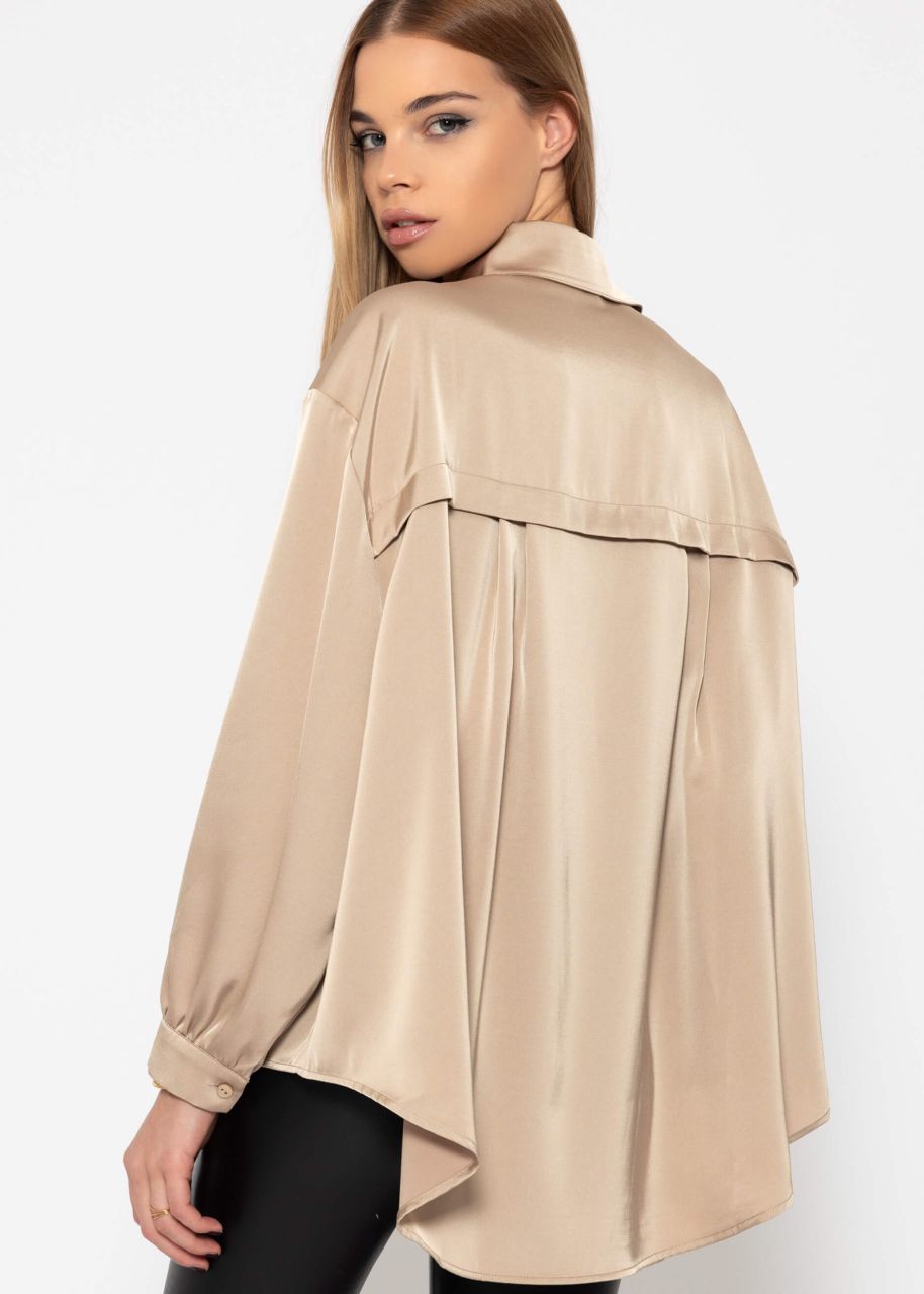 Oversized satin blouse in champagner