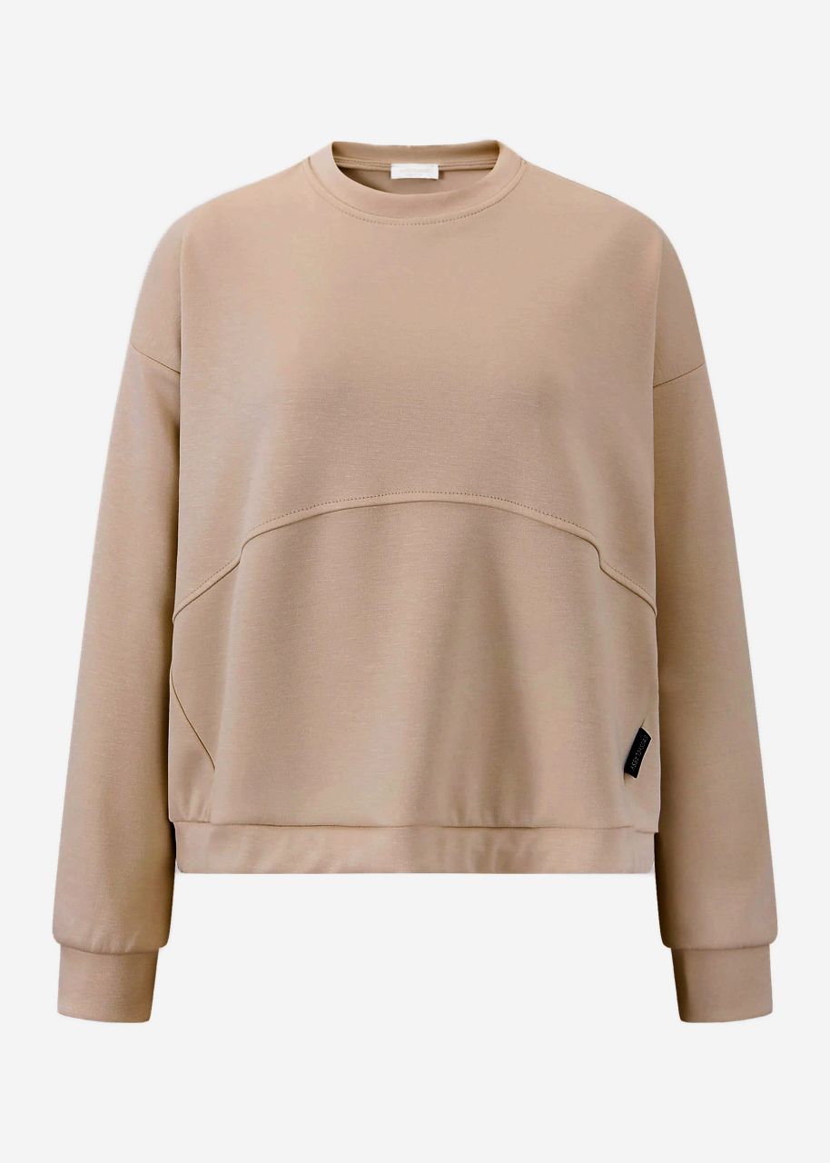 Soft sweatshirt with dividing seams - taupe