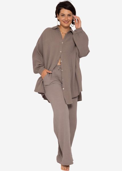 Curvy muslin blouse oversize - taupe