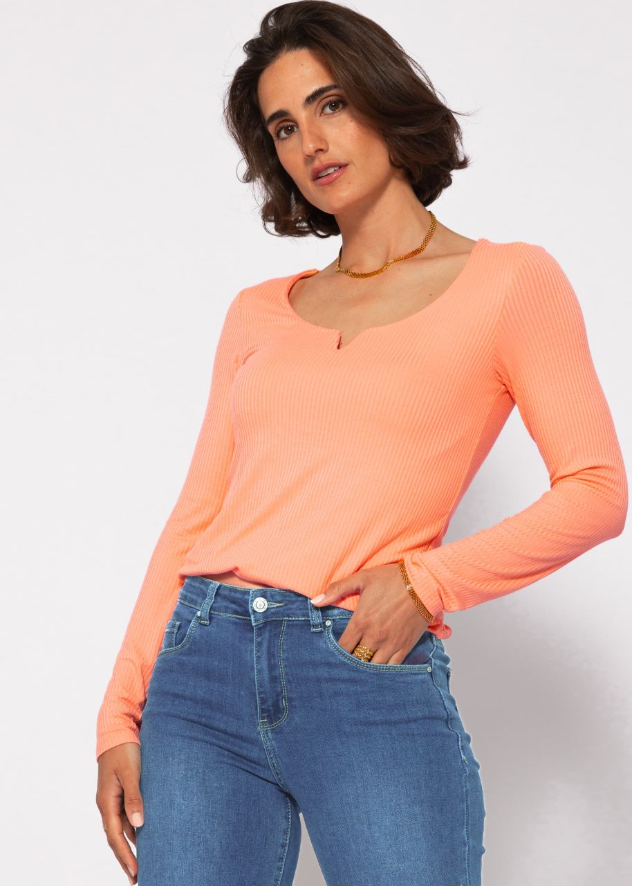 Ribbed long sleeve shirt - peach