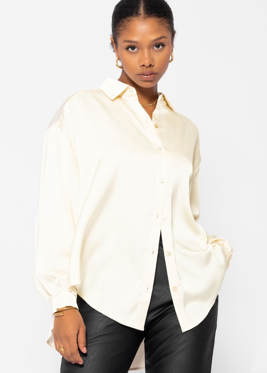 Oversize satin blouse - cream white