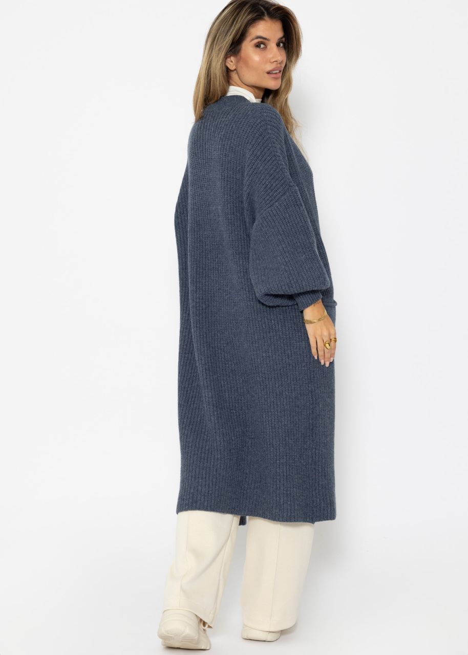 Long super soft cardigan with pockets - jean blue