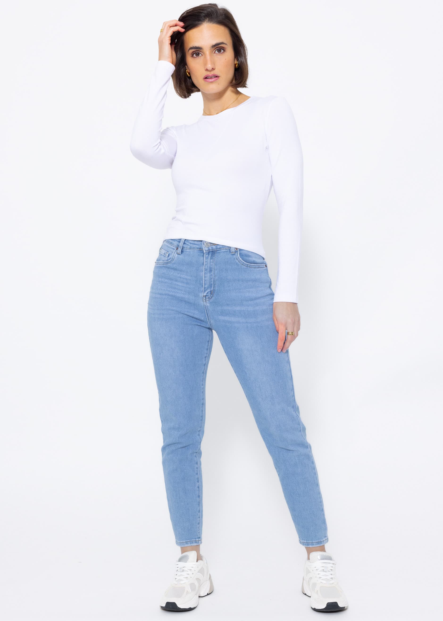 Relaxed-fit high-waist jeans - White