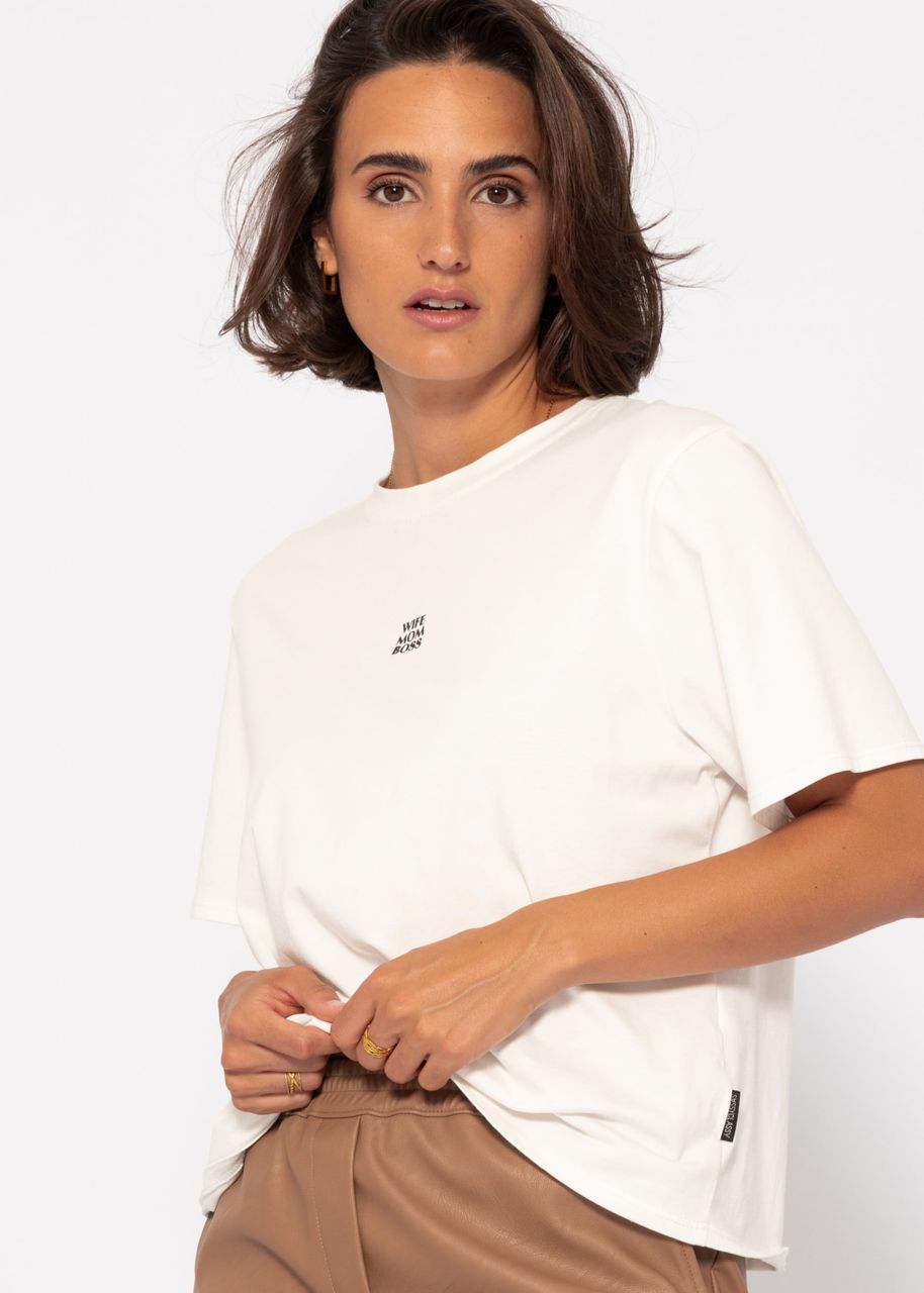 Oversized T-shirt with "MOM" print - offwhite