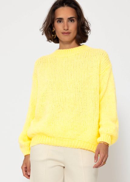 Oversized jumper with round neckline - vanilla yellow