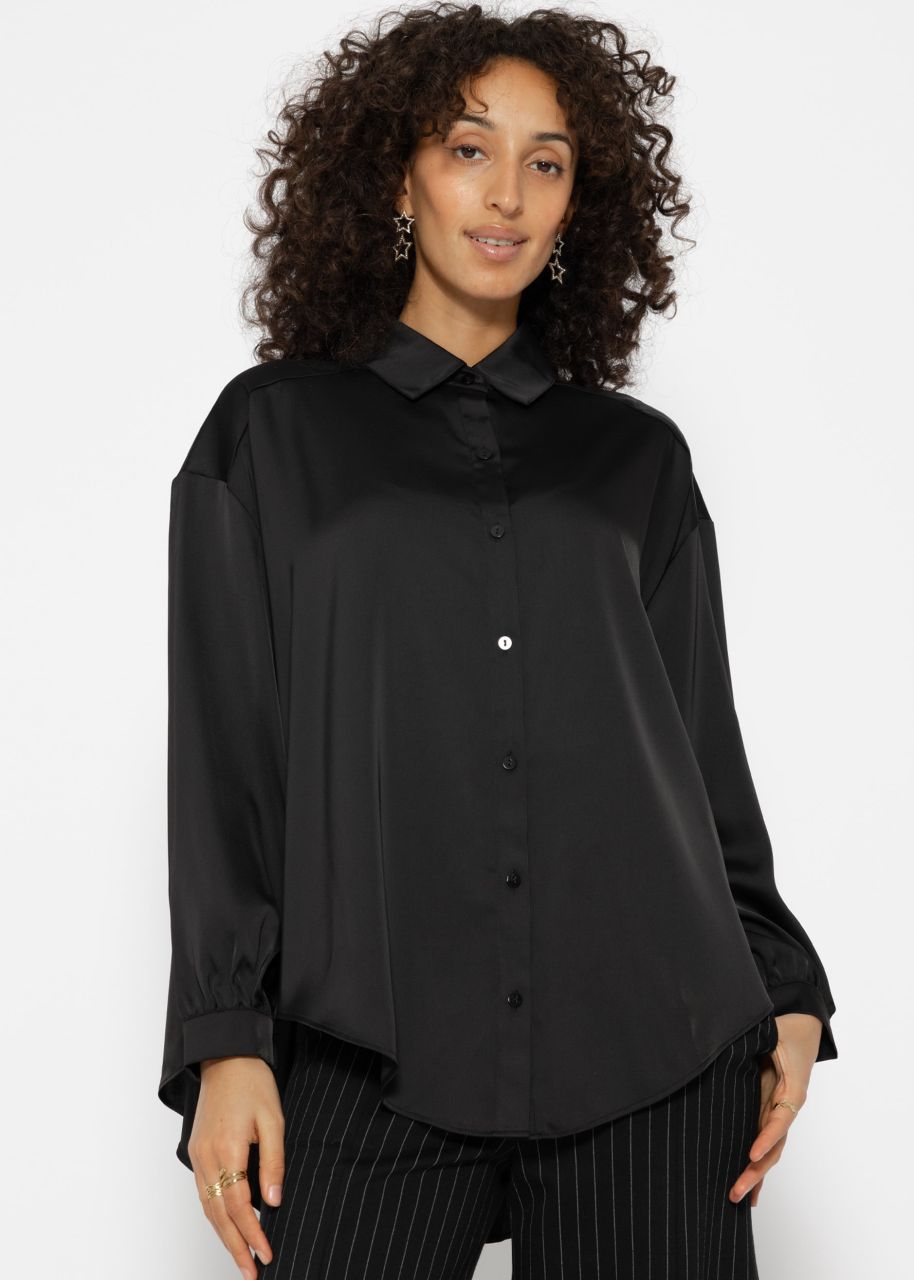 Oversize satin blouse - black