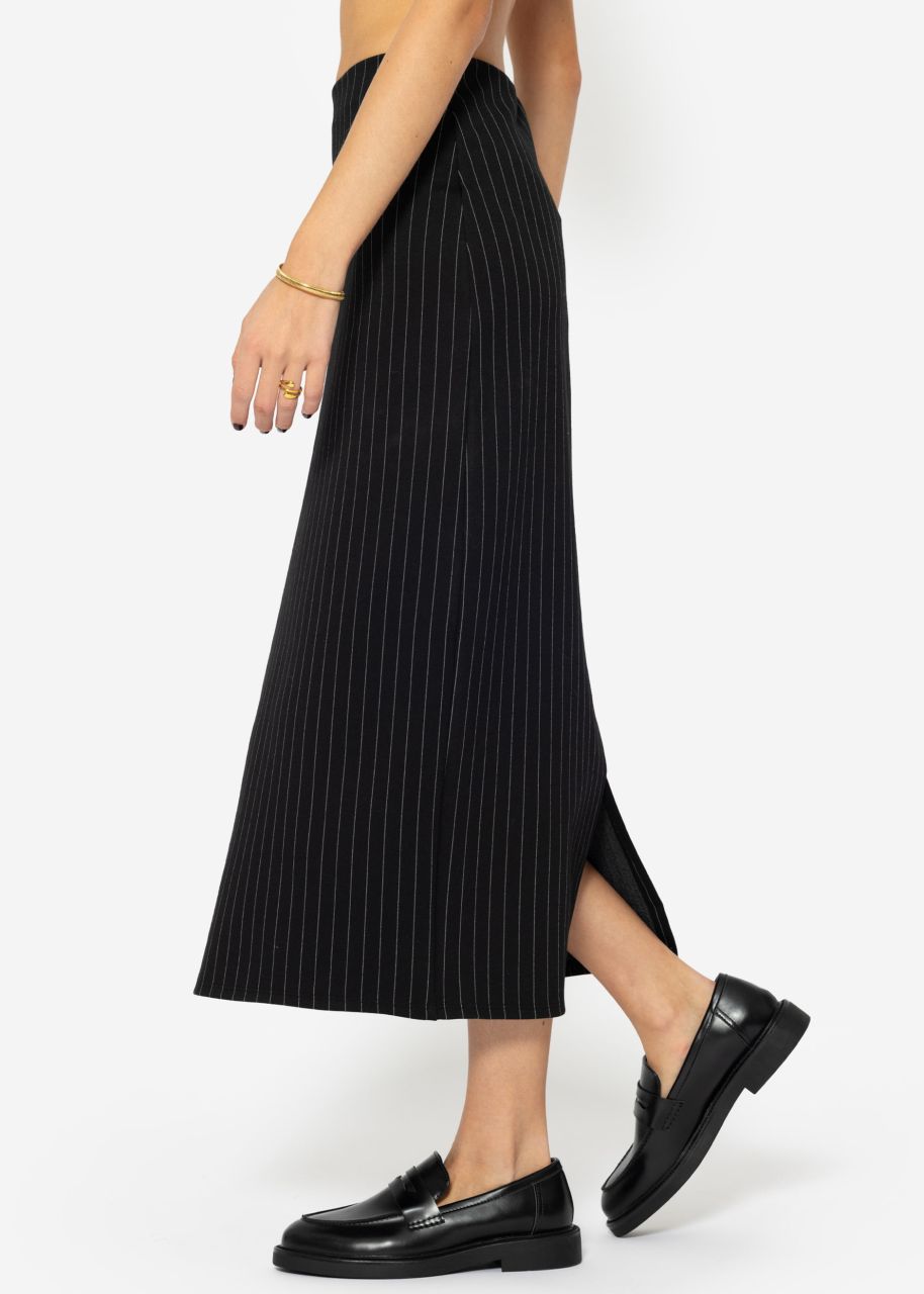 Long skirt with pinstripes - black