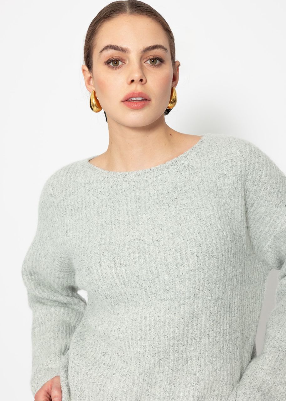 Ribbed jumper with round neckline - grey